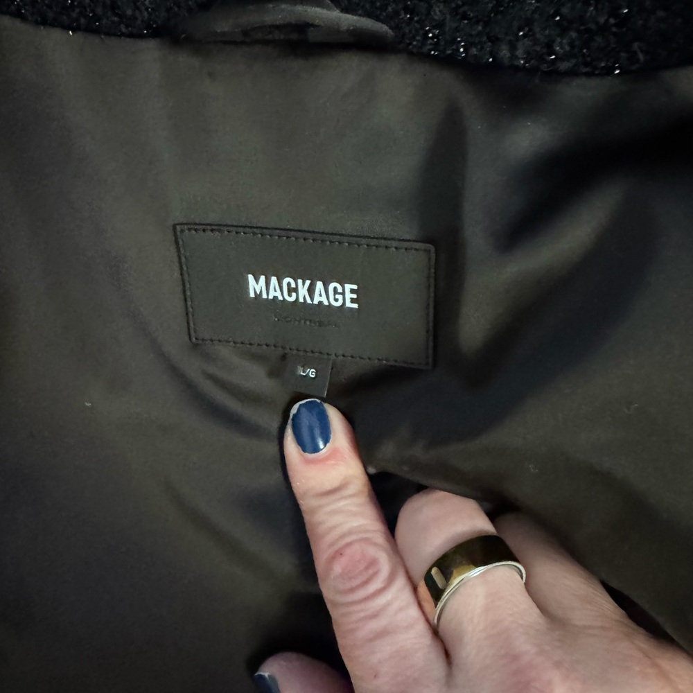Mackage Black Elodie Shimmer Coat with Button Accents - Picture 5 of 9